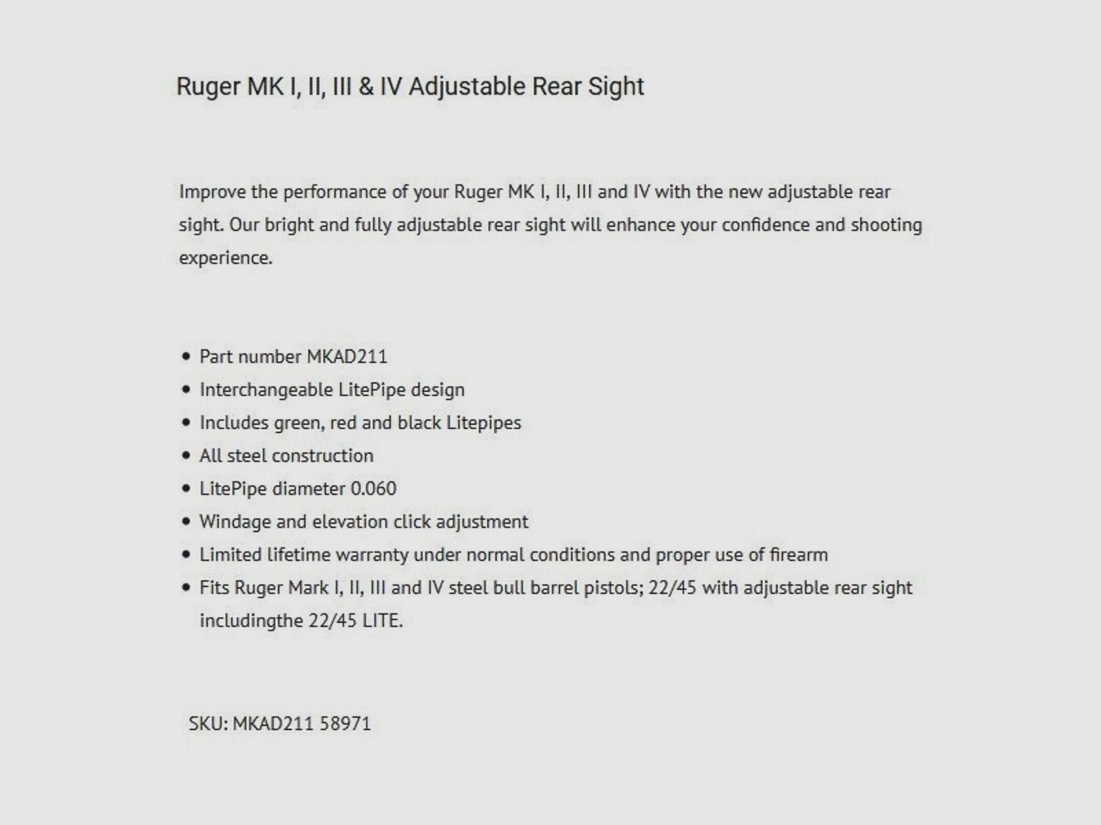 Hiviz HIVIZ Visier Fiber Ruger MK I-IV+22/45 .22lr