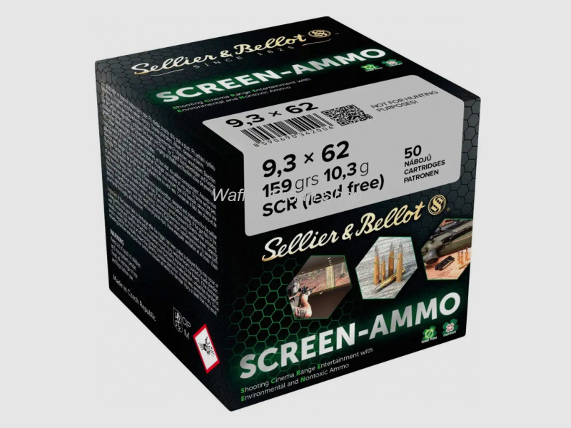 S+B 9,3x62 Proiettili Screen-Ammo SCR Zinco 10,3g/159gr. 50 pezzi