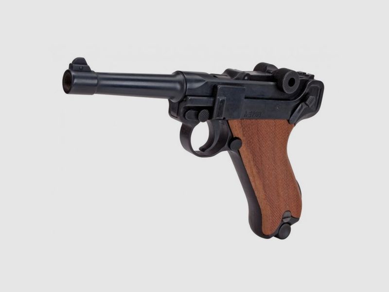 ME Mod. P 08 Deko, czarny, uchwyt drewniany