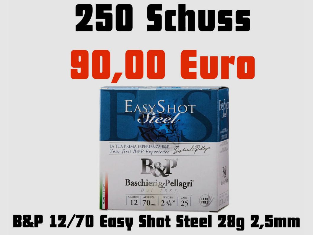 Baschieri&Pellagri Easy Shot Steel 2,5mm 28g 250 colpi senza piombo acciaio dolce