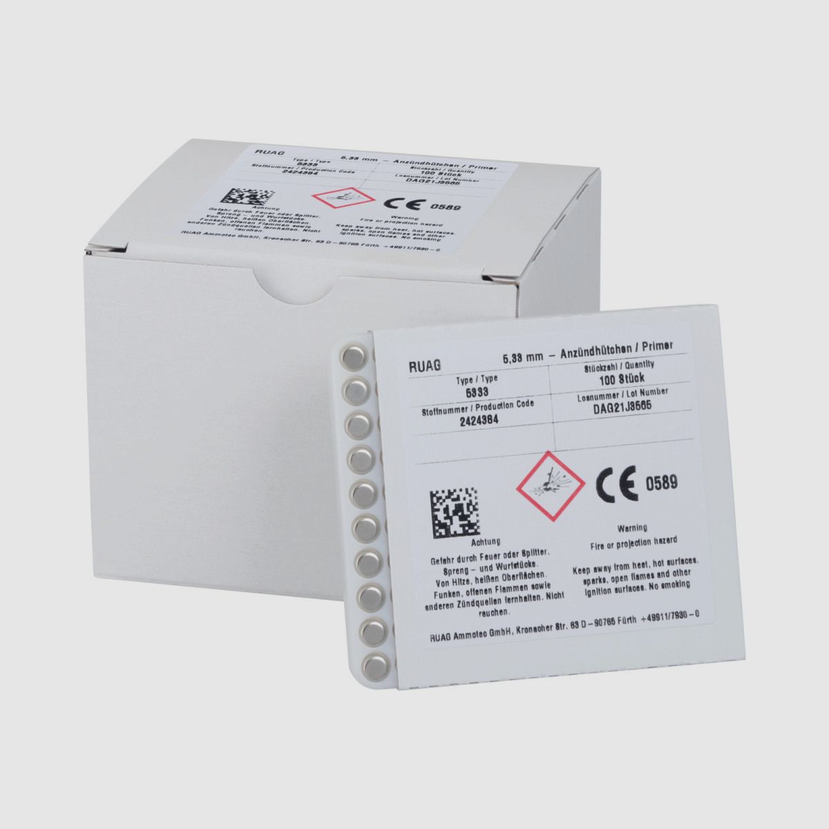 RWS ZÜNDHÜTCHEN BOXER SINOXID 5333 große Büchse magnum pro 1000 Stück