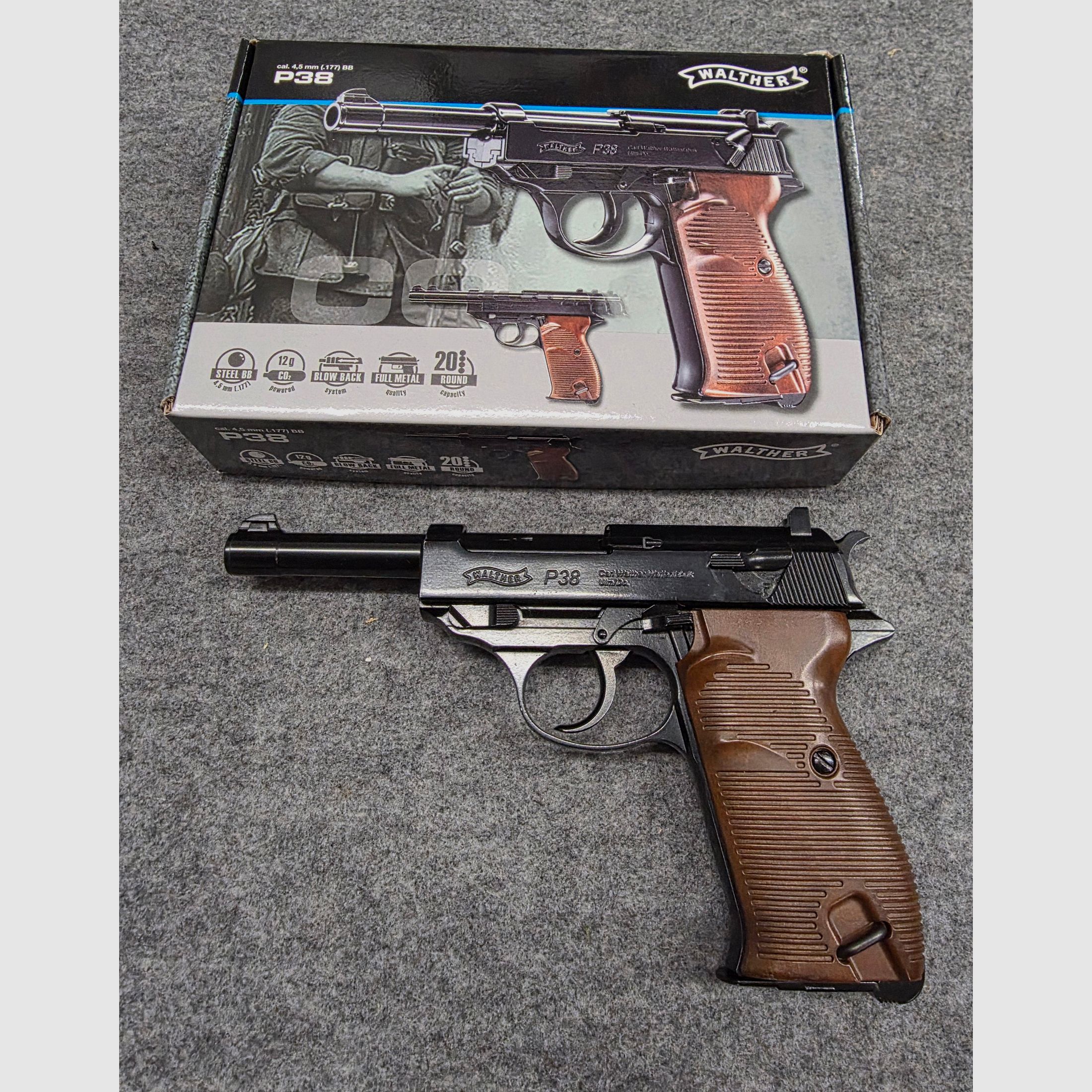  Walther P38 CO2-pistool  Kal. 4,5 mm staal BB