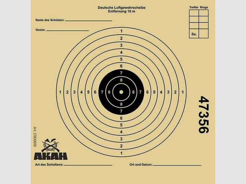 AKAH Luftgewehr-Scheibe 12x12 cm mit 10 Ringen