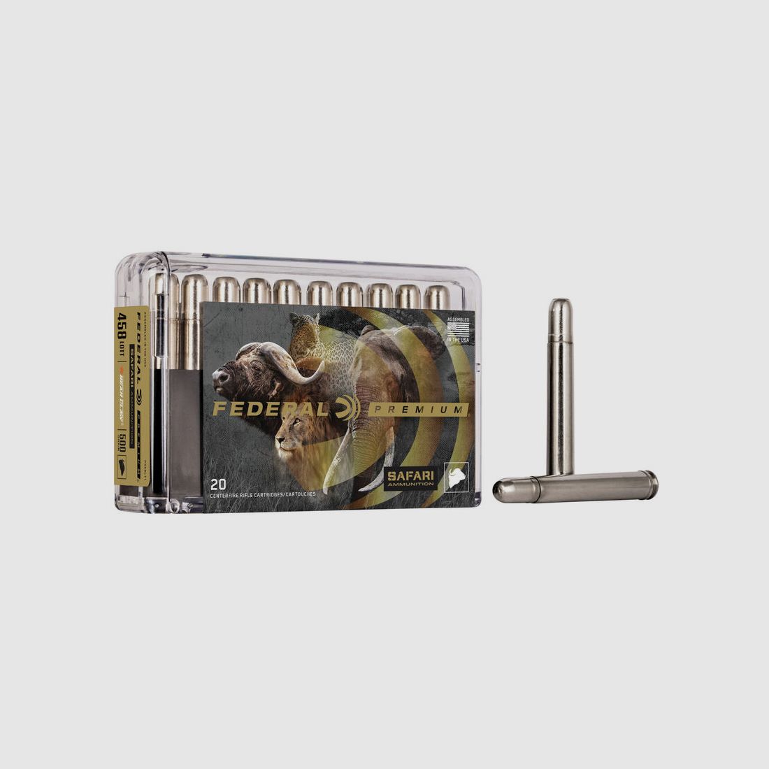 Federal Premium Safari Trophy Bonded Bear Claw .458 Lott 500GR bonded RN 20 cartridges