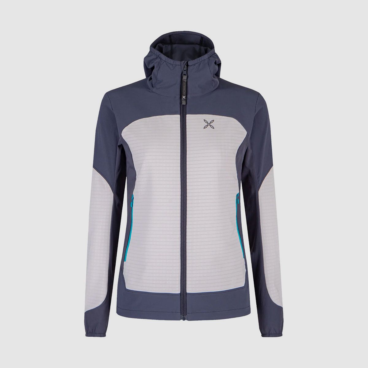 JACK – MONTURA -DAMES – SEED HOODED JACKET DAMES ATHLETIC FIT Quiet Grey / Graphite Blue, afbeelding 1 van 3