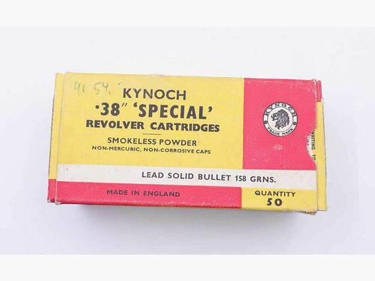 Kynoch, Inglaterra cartuchos de revólver .38 Special