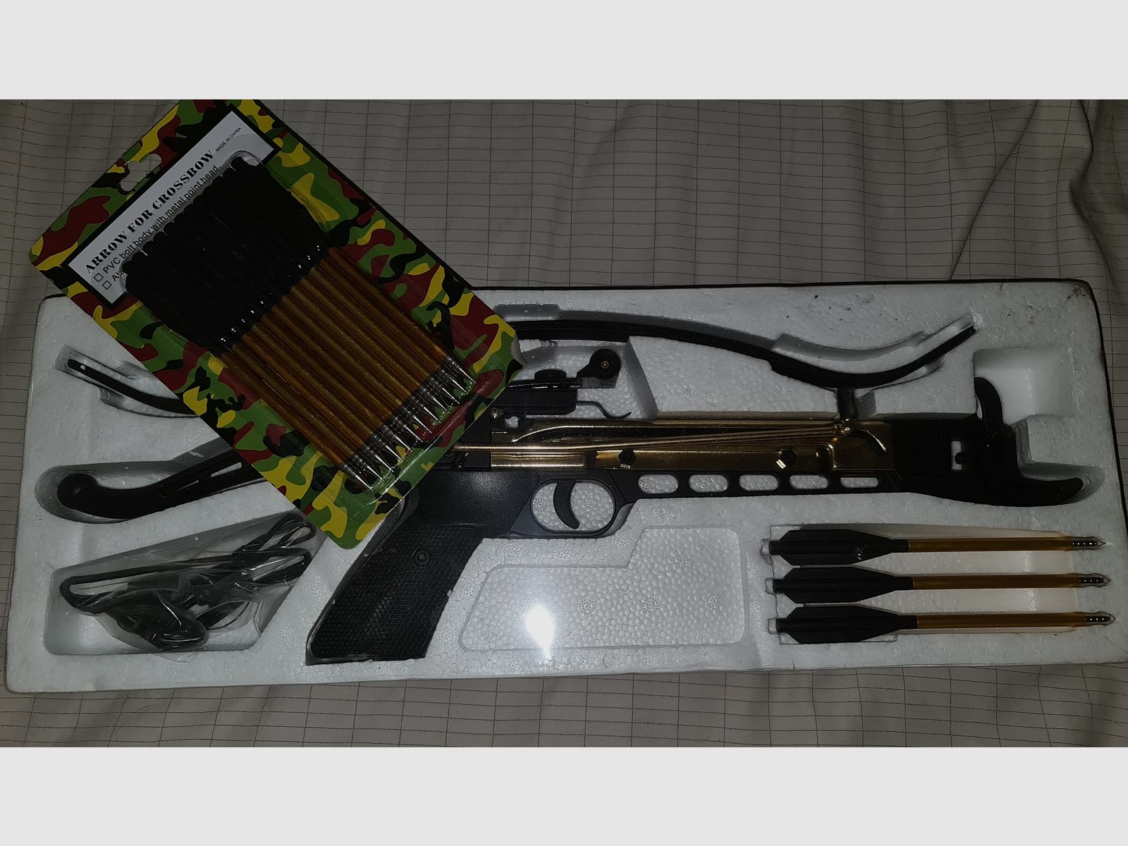 ARMBRUST SET FAUST HAND PISTOL CROSSBOW NEU + 12 ERSATZ PFEILE 