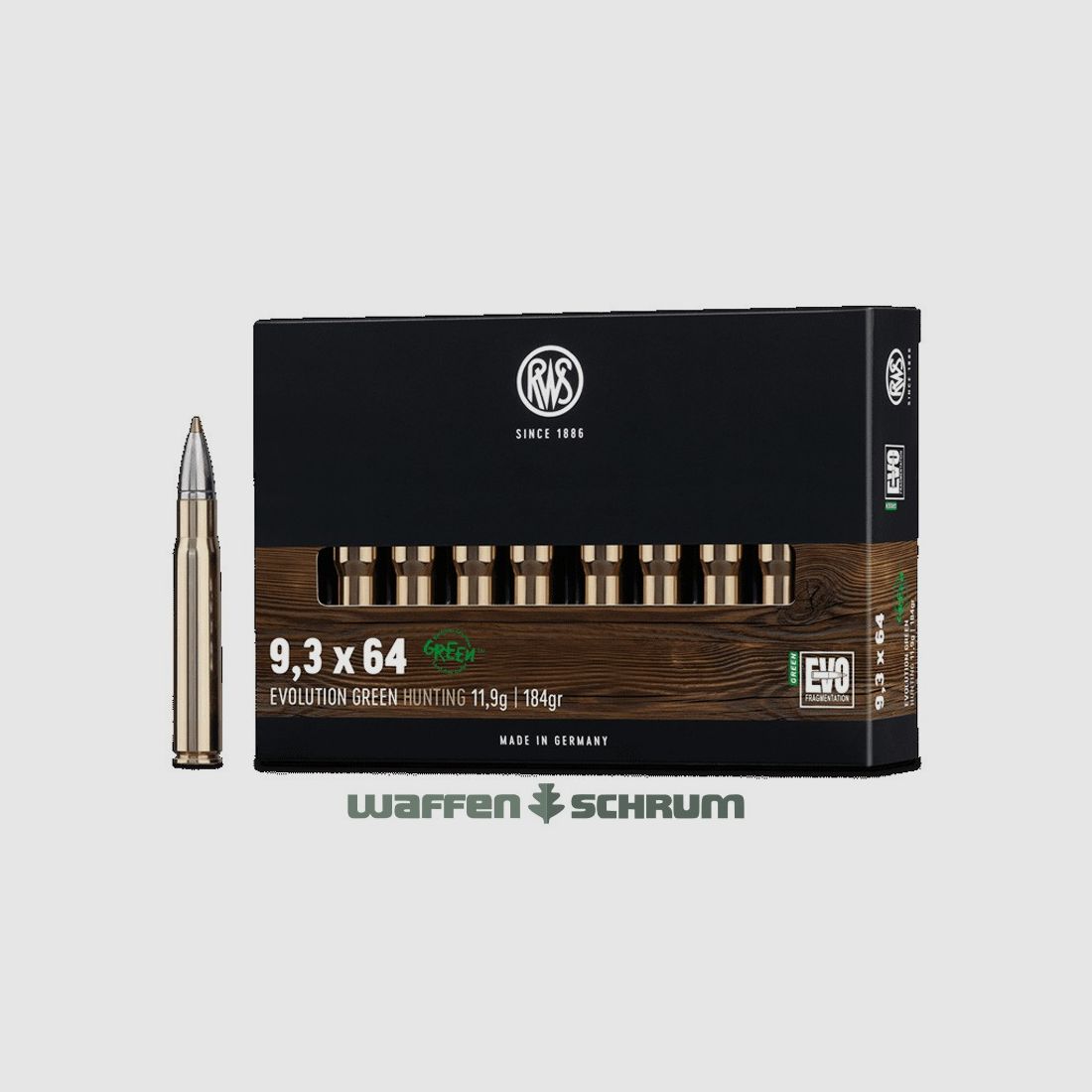 RWS Evo Green 11,9g - 184gr 9,3x64