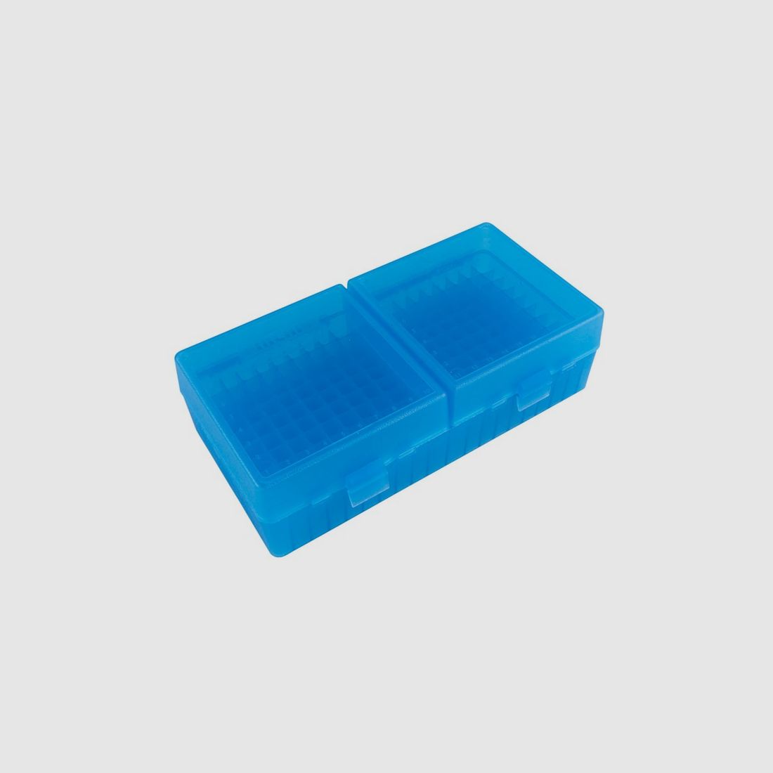 MTM scatola per cartucce RS-200-24 blu trasparente con coperchio a ribalta per 200 cartucce .223 e altre.