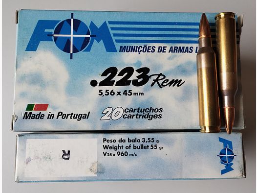 .223 Rem. 280 Patronen 55gr. FMJ FMN