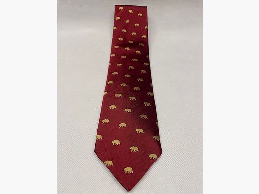 Silk tie in burgundy with bear