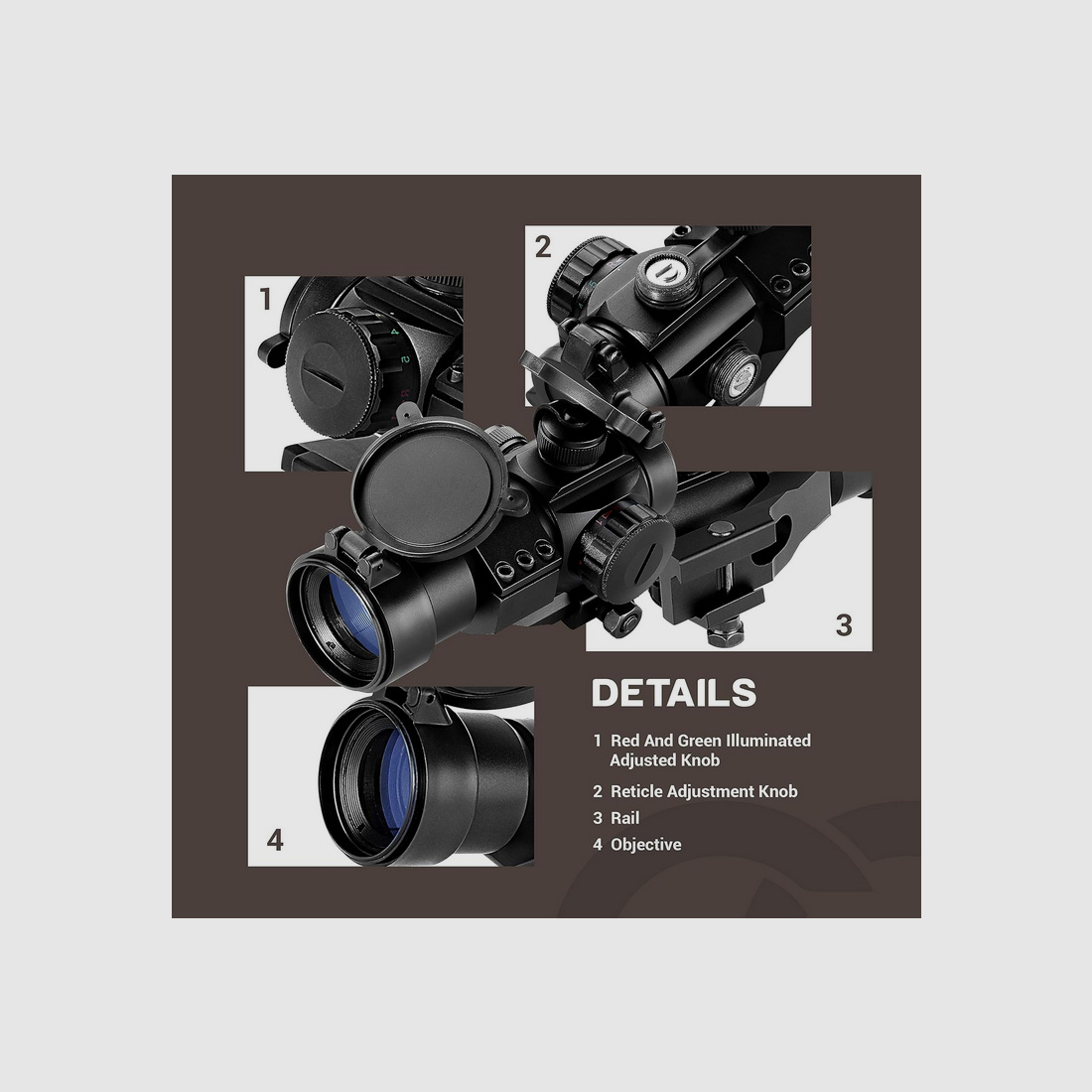 ESSLNB 30mm Red Dot - Red dot sight for Picatinny - Dot reticle - red/green