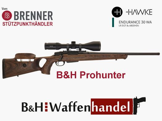 Paquete completo Brenner: BR20 B&H Prohunter culata con Hawke Endurance 3-12x56 montado listo.