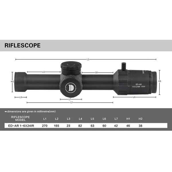Zielfernrohr DISCOVERY OPTICS ED-AR 1-6X24IR FFP-MIL, Bild 4 von 7