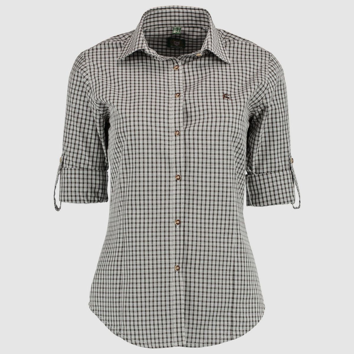 Orbis Textil Damenbluse 1/1 Arm mit Strickerei Dunkelgrün - 34