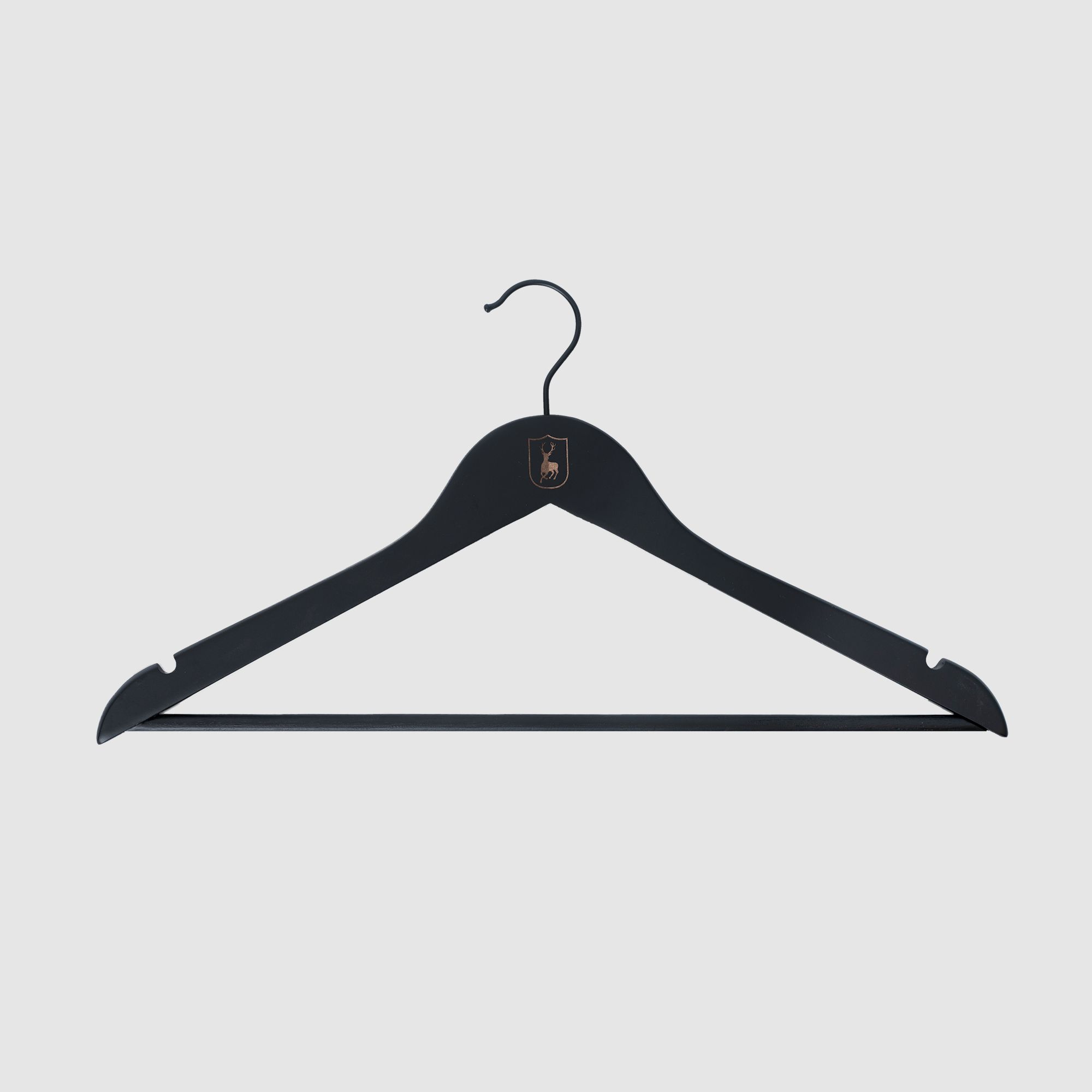 Deerhunter Holzbügel SCHWARZ mit Schild-Logo 1,2 CM