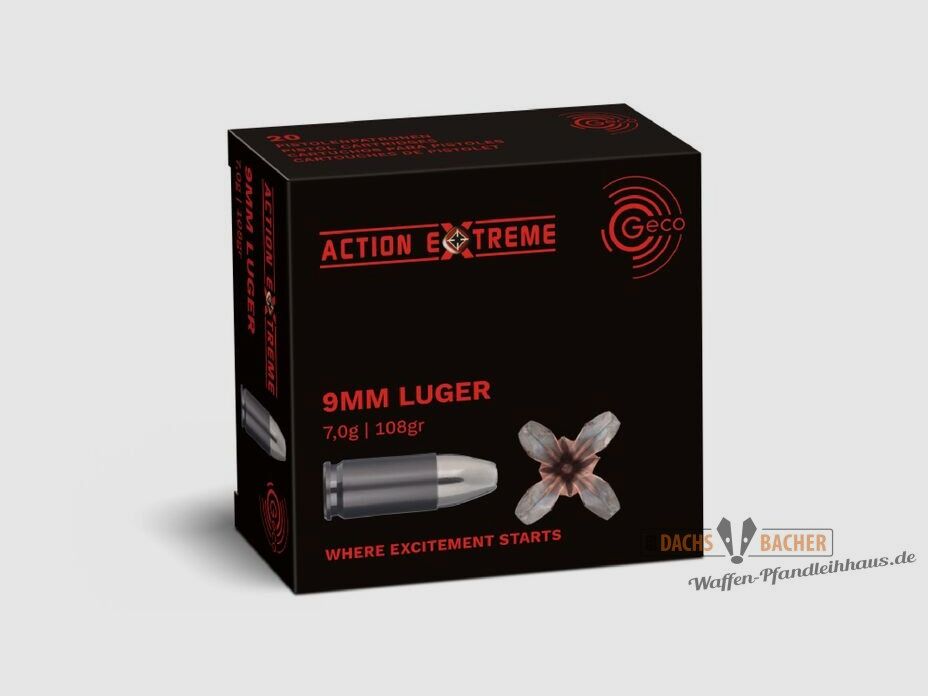 GECO 9 mm Luger Action Extreme 7,0g/108gr 20 cartouches