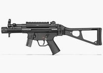 Heckler & Koch SP5K mit Picatinny-Adapter und umklappbarer Schulterstütze