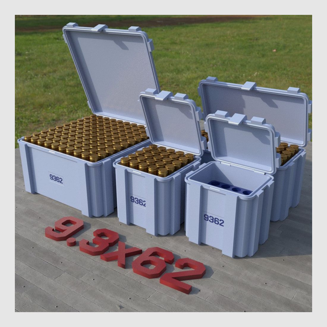 Filamelt munitiekist / Ammo Box 9.3x62 – patroonbox 'flipdeksel' – 20 / 25 / 50 / 100 ronden