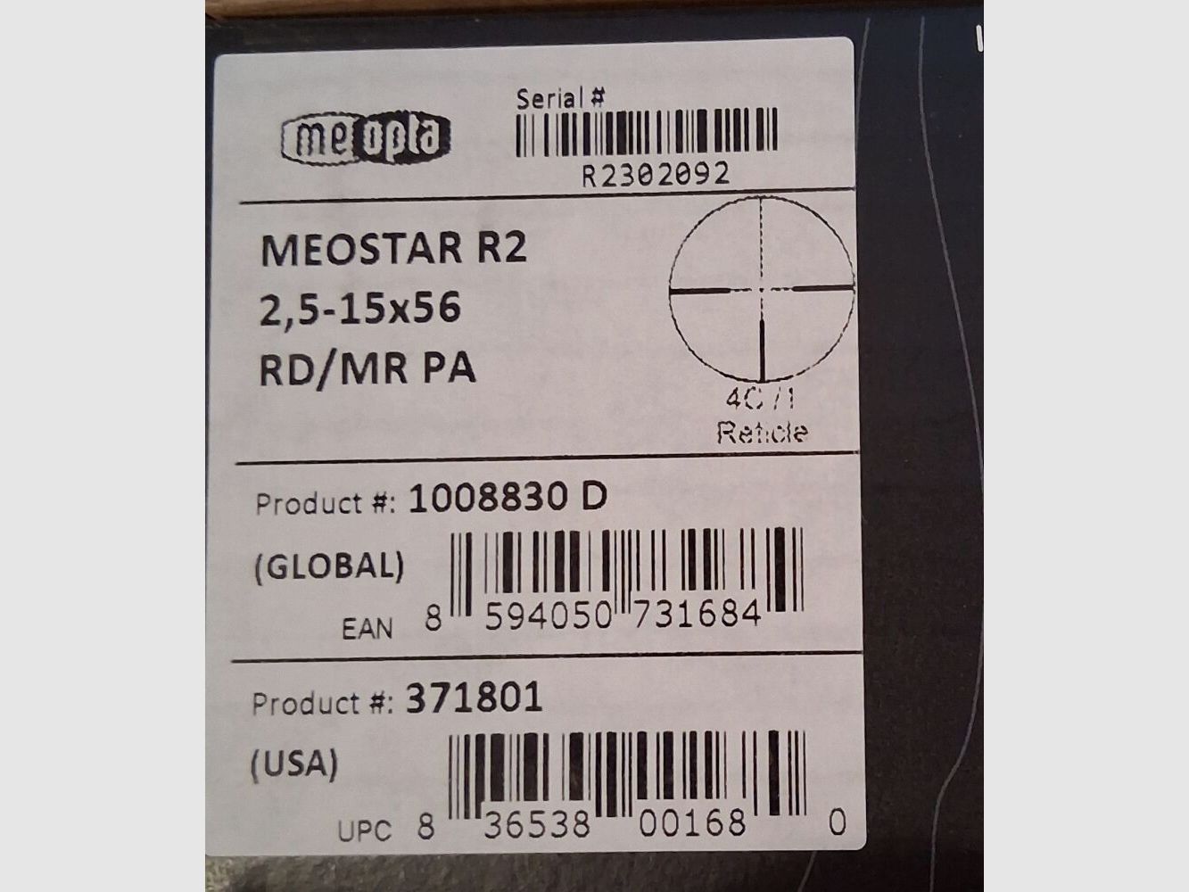 Meopta R2 2,5-15x56 m. Schiene