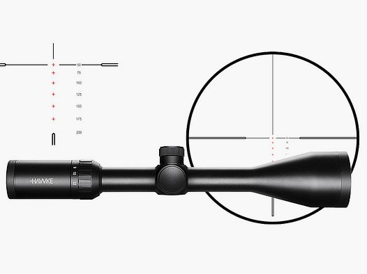 Zielfernrohr von Hawke Modell Vantage IR 1 Zoll 4-12x50, Absehen Rimfire .22 LR Subsonic