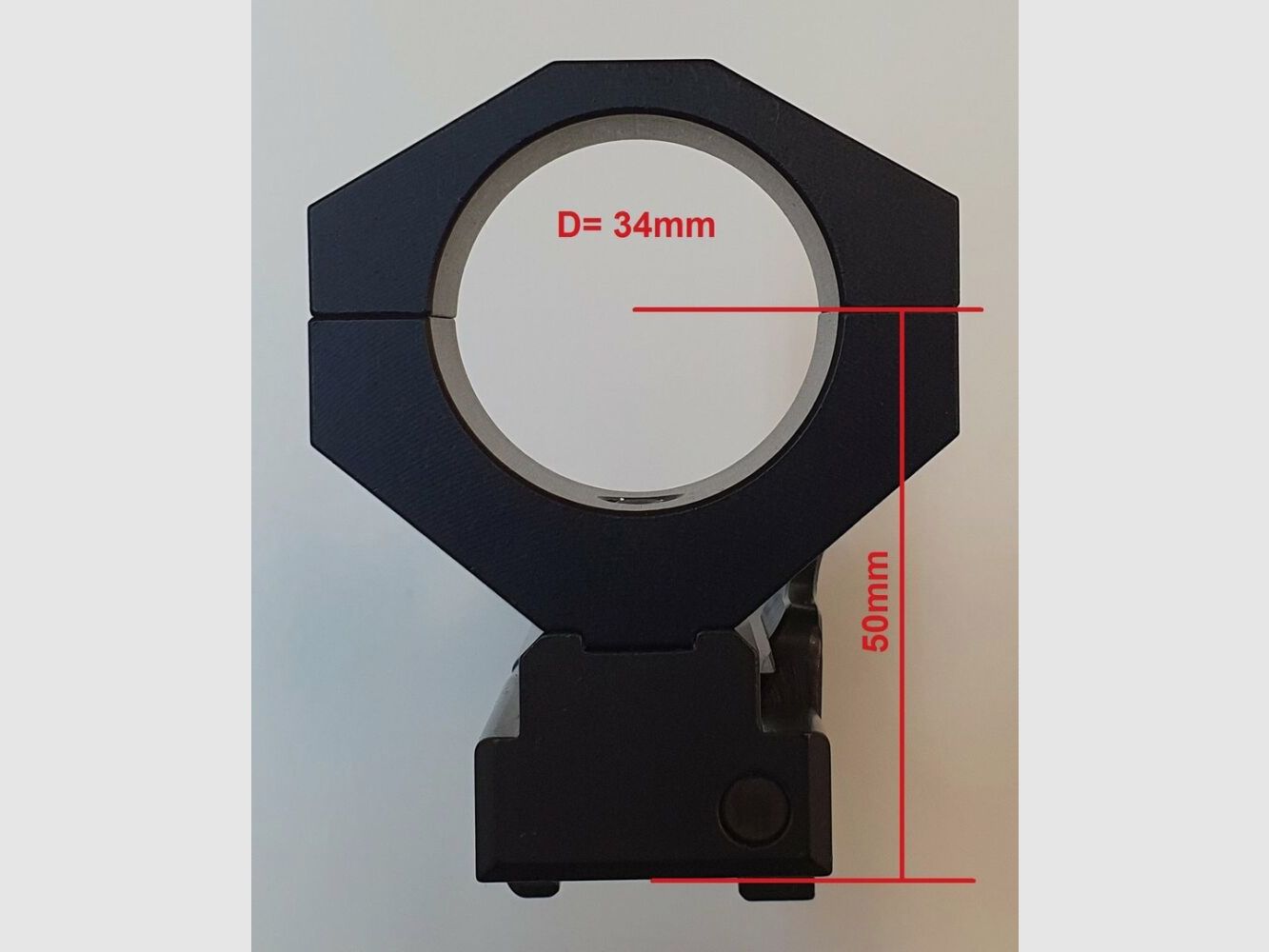 Montage à serrage rapide / à pince Heckler & Koch, Picatinny HK762A1 / HK416 / HK417 / MR308 / MR223 / D34mm H50mm