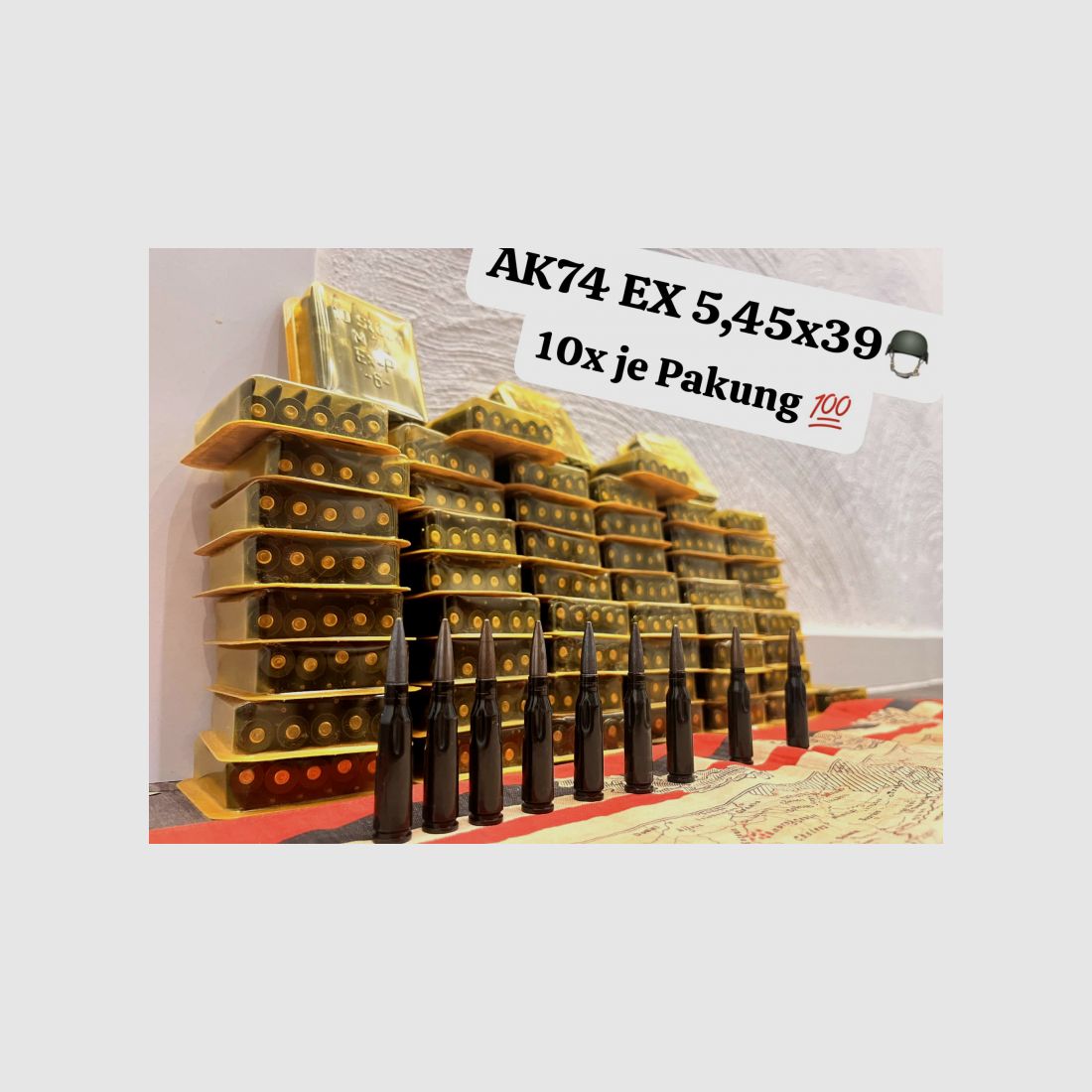 10x AK74 5,45x39mm EX Inert Flak Panzer Granate Munition