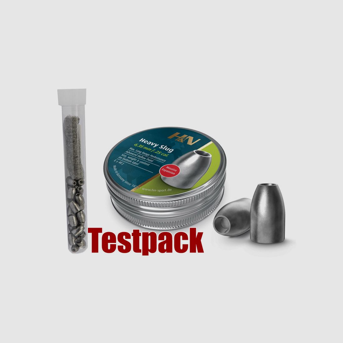 Testpack Hohlspitz Diabolos H&N Heavy Slug Kaliber 6,36 mm 44 gr 2,85 g glatt 10 StĂĽck