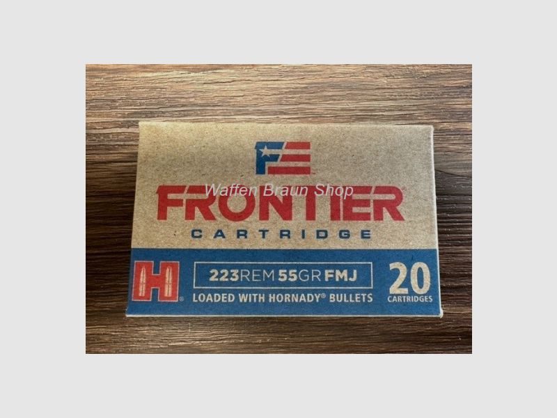 Hornady FR100 Frontier Ammo .223 rem 55 gr. FMJ 20 pieces