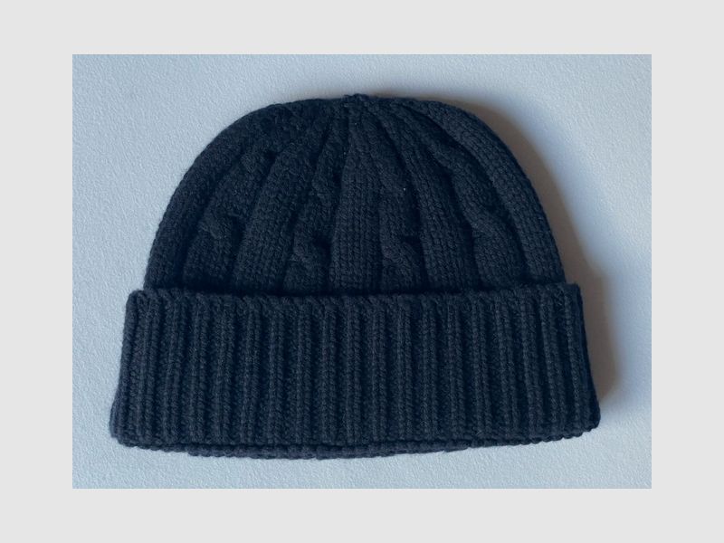 ROSI COLLECTION Bonnet en Cachemire à Motif Tressé Bleu Foncé