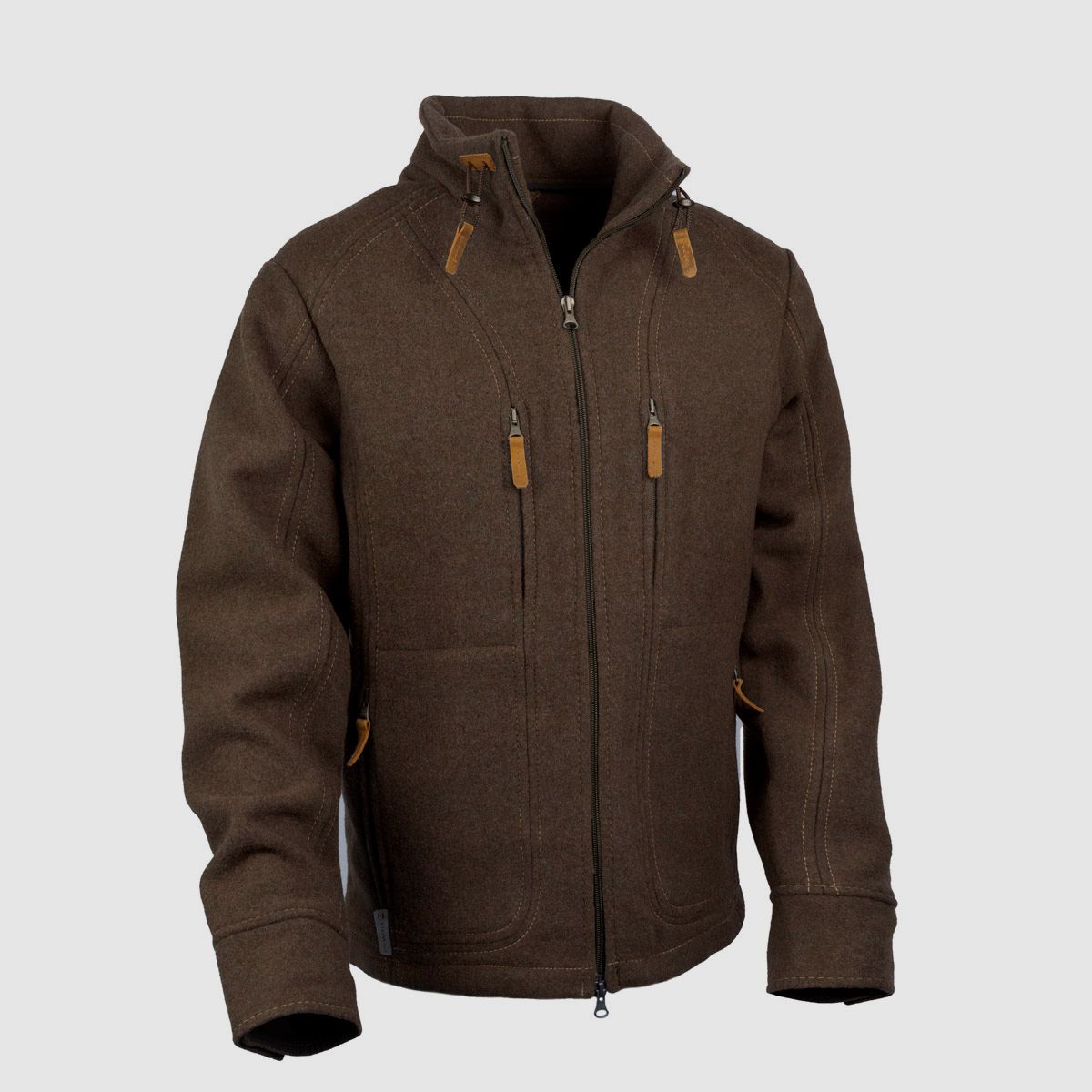 Soft woolen loden jacket "Kragenhuber", brown