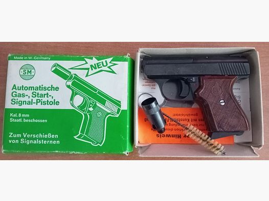 Alte Rhöner SM 15 Kal. 8 mm Knall im PTB 83/2 mit Verpackung!