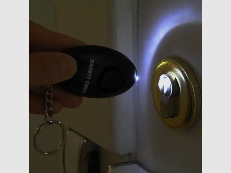 Schlüsselalarm in Schwarz - inkl. LED-Licht + Umhängeband