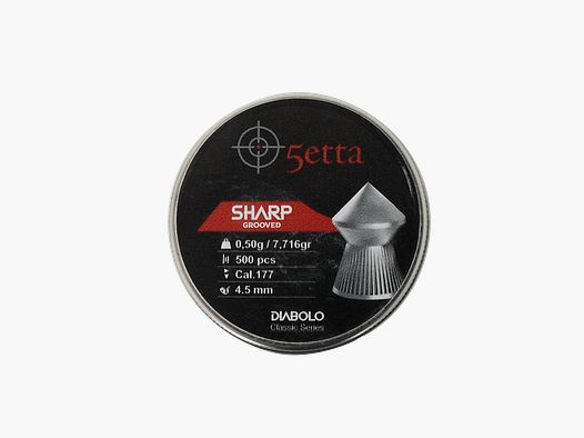 5etta Luftgewehrgeschosse, scharf gerillt, 4,5 mm, 0,5 g / 7,71 g, 500 Stück