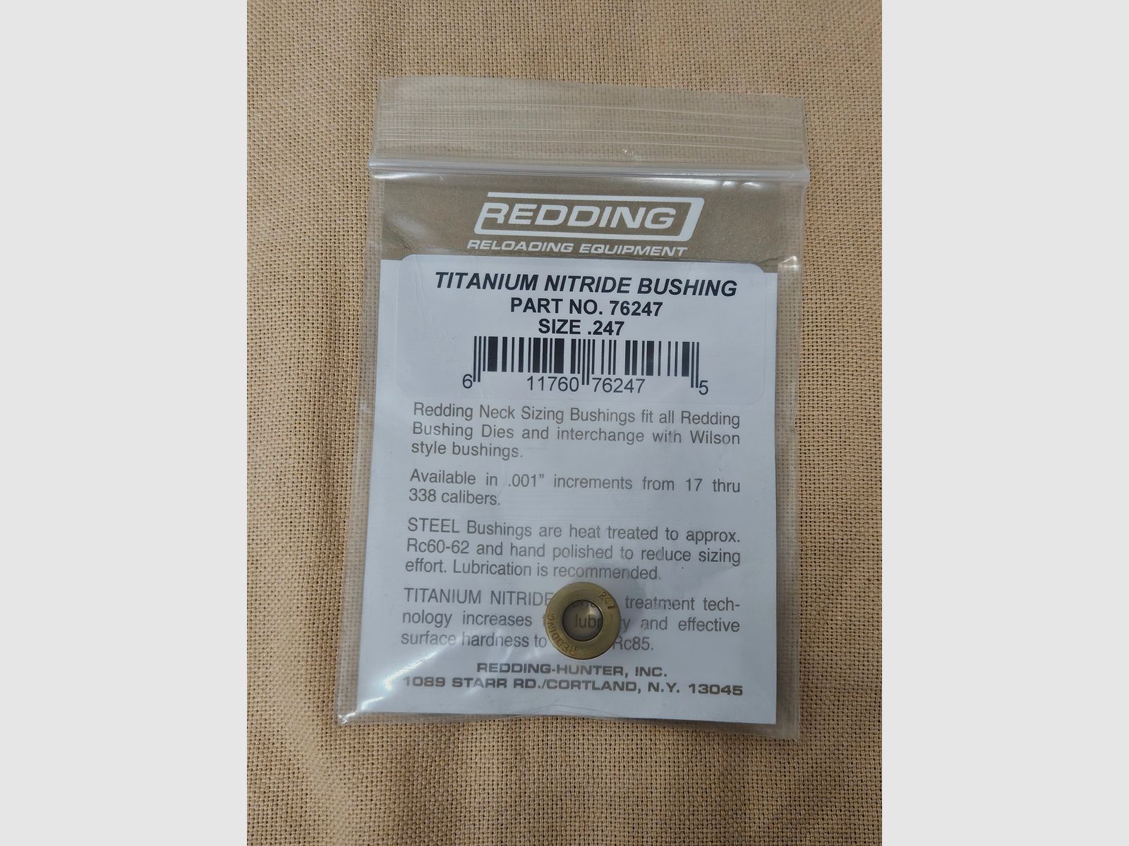 Redding Bushing .247 Titannitrid beschichtet. Für Matrizen Typ "S" Kalibriermatrize, Art.-Nr.: 76247
