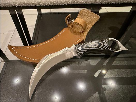 Coltello karambit tattico – Design "Hidden Knives" – Manico in G10 e fodero in pelle