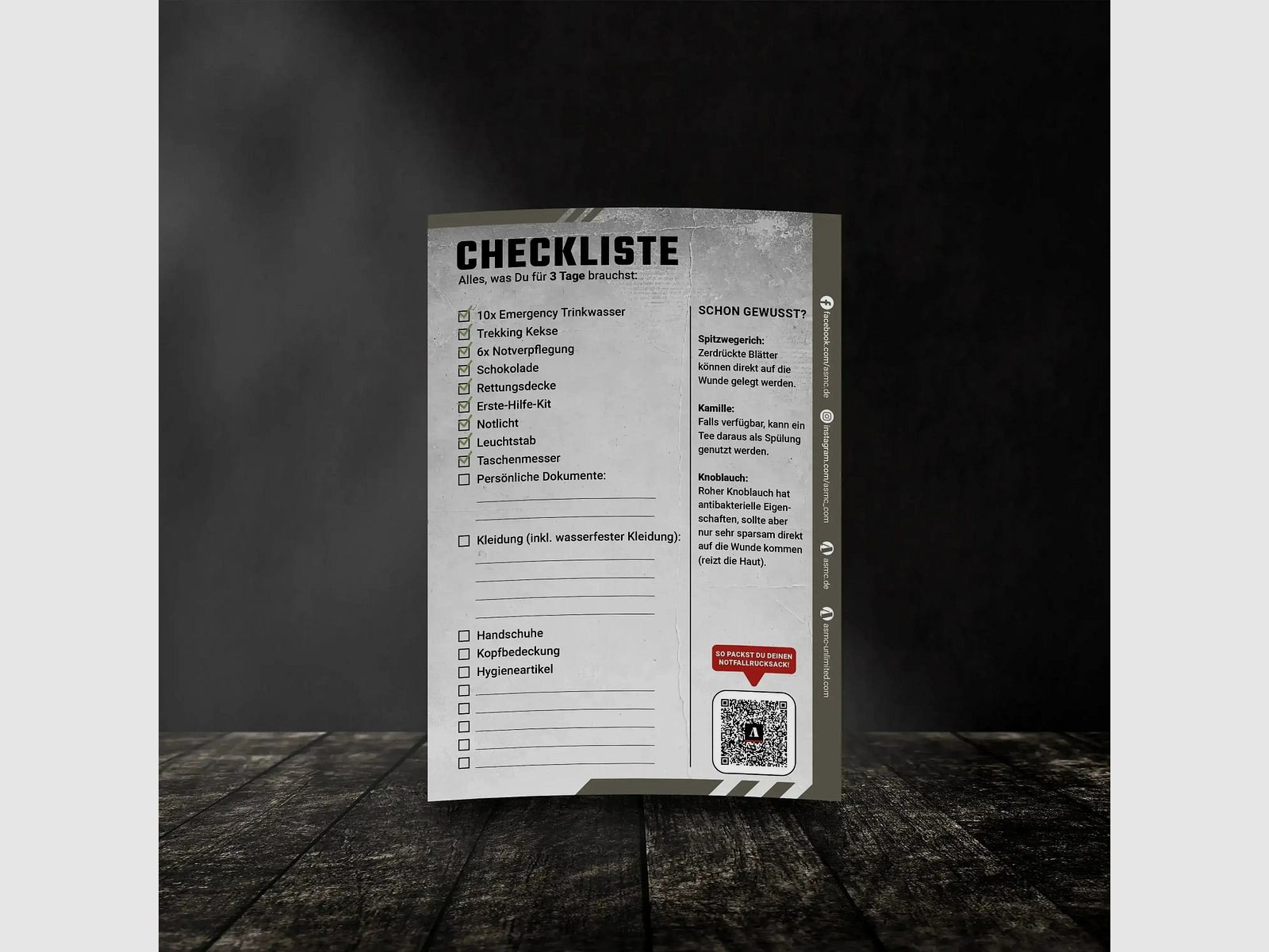 ASMC ASMC Checkliste Fluchtrucksack Small - 3 Tage