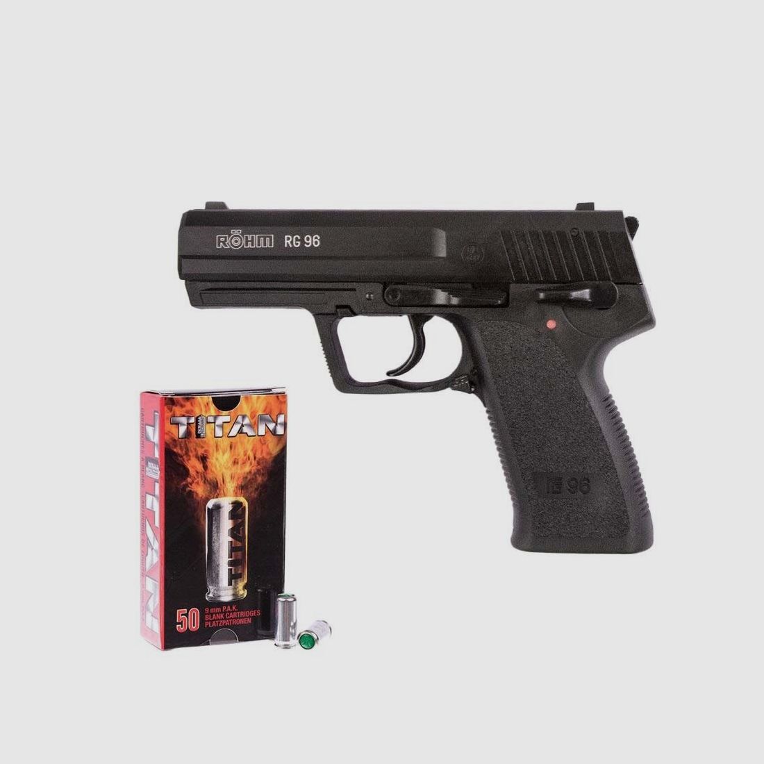 Pistolet sygnalizacyjny Röhm RG 96 w kolorze brązowym w zestawie z 50 nabojami sygnalizacyjnymi