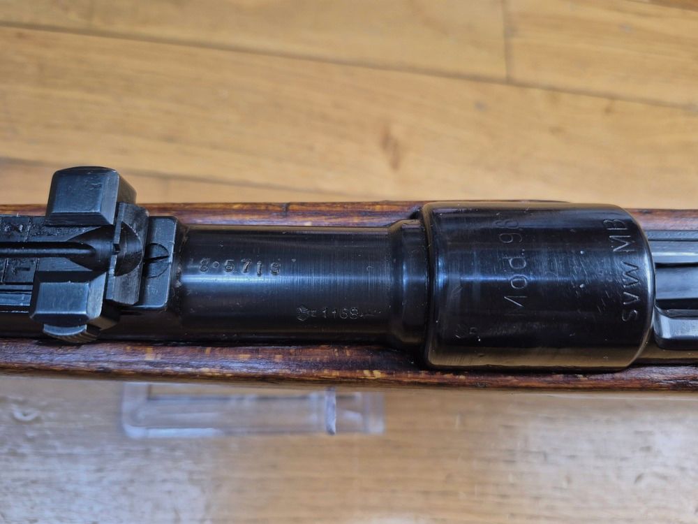 Zeldzaam en zeer mooi K98 – Zeldzame Mauser Oorlogsmodel bezetting Frankrijk Oberndorf voor Indochina – Zeldzame code SVW MB – Originele bluing – Mono serienummer – TBE ++, afbeelding 25 van 40