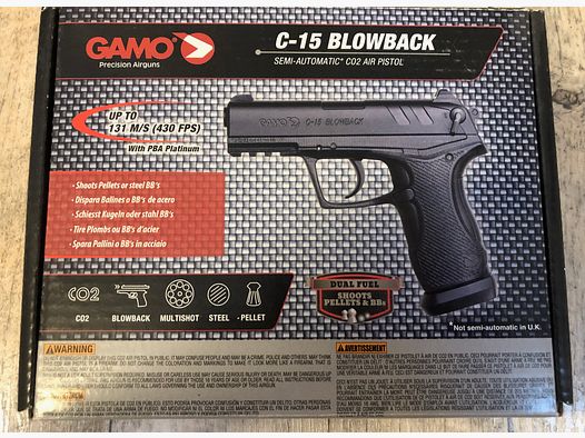 GAMO luchtpistool, CO2, 4,5 mm BB en Diabolo, C-15 Blowback, Semi Automatisch, luchtgeweer