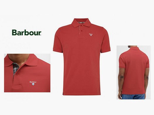 BARBOUR Polo uomo cotone pique rosso mattone