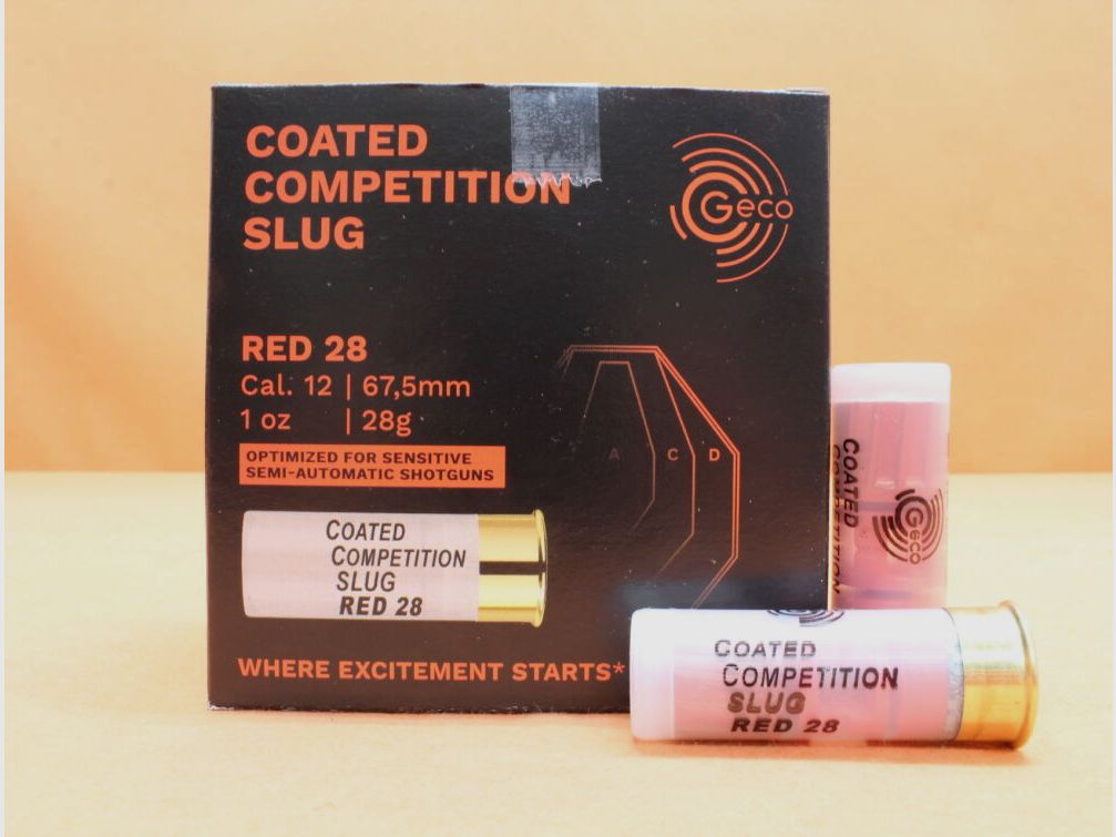 GECO cartridge 12/67.5 GECO 28g slug (2410247) pack of 25 cartridges (coated competition red) semi-auto