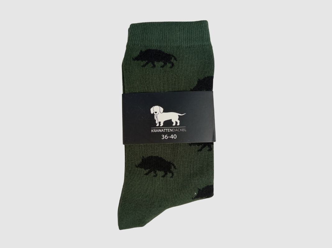 Tie Dachshund Socks Wild Boar Green