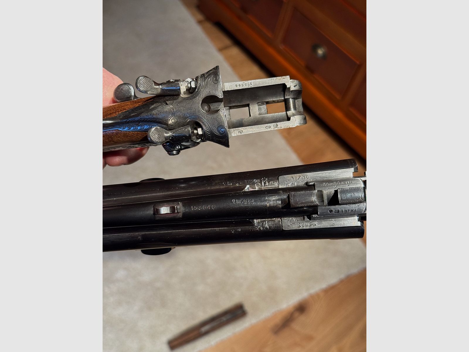 Sauer & Sohn Hahndrilling mit Seitenöffnung und kurzem Einstecklauf  |  KAL .30-30Win  |  16/70 |  .22 Magn. LFB