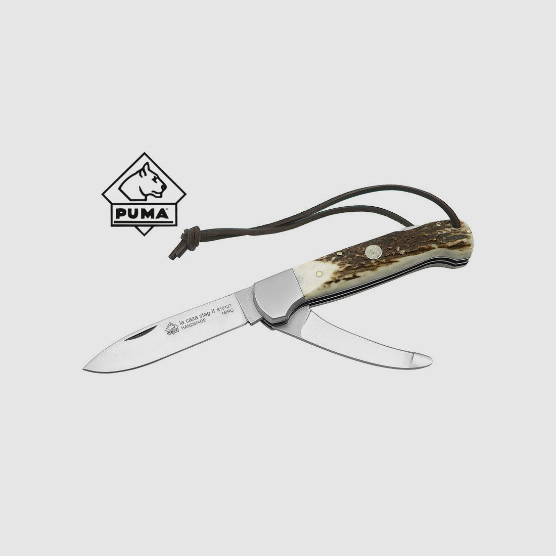 PUMA IP Jagd-Taschenmesser LA CAZA II, 2 Klingen, MoV-Stahl, Hirschhorn-Schalen