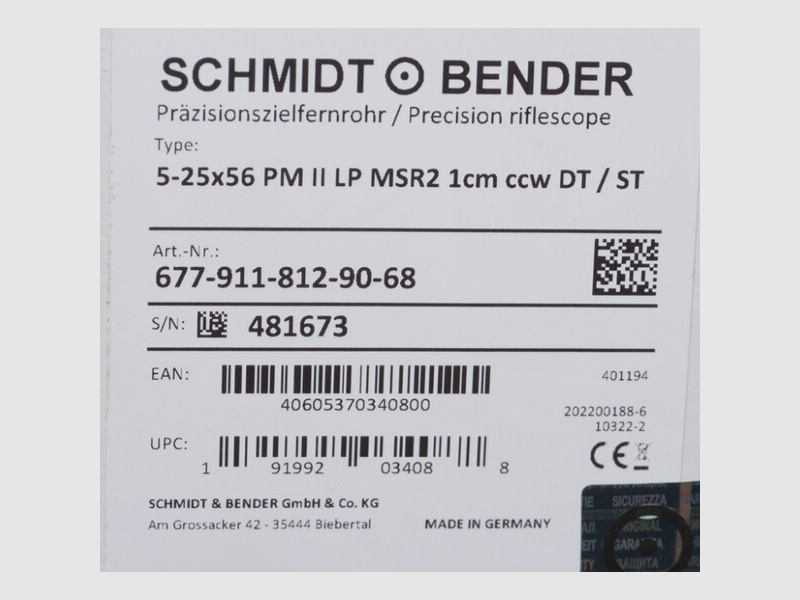 Zielfernrohr Schmidt & Bender PM-II 5-25x56 schwarz Absehen MSR2