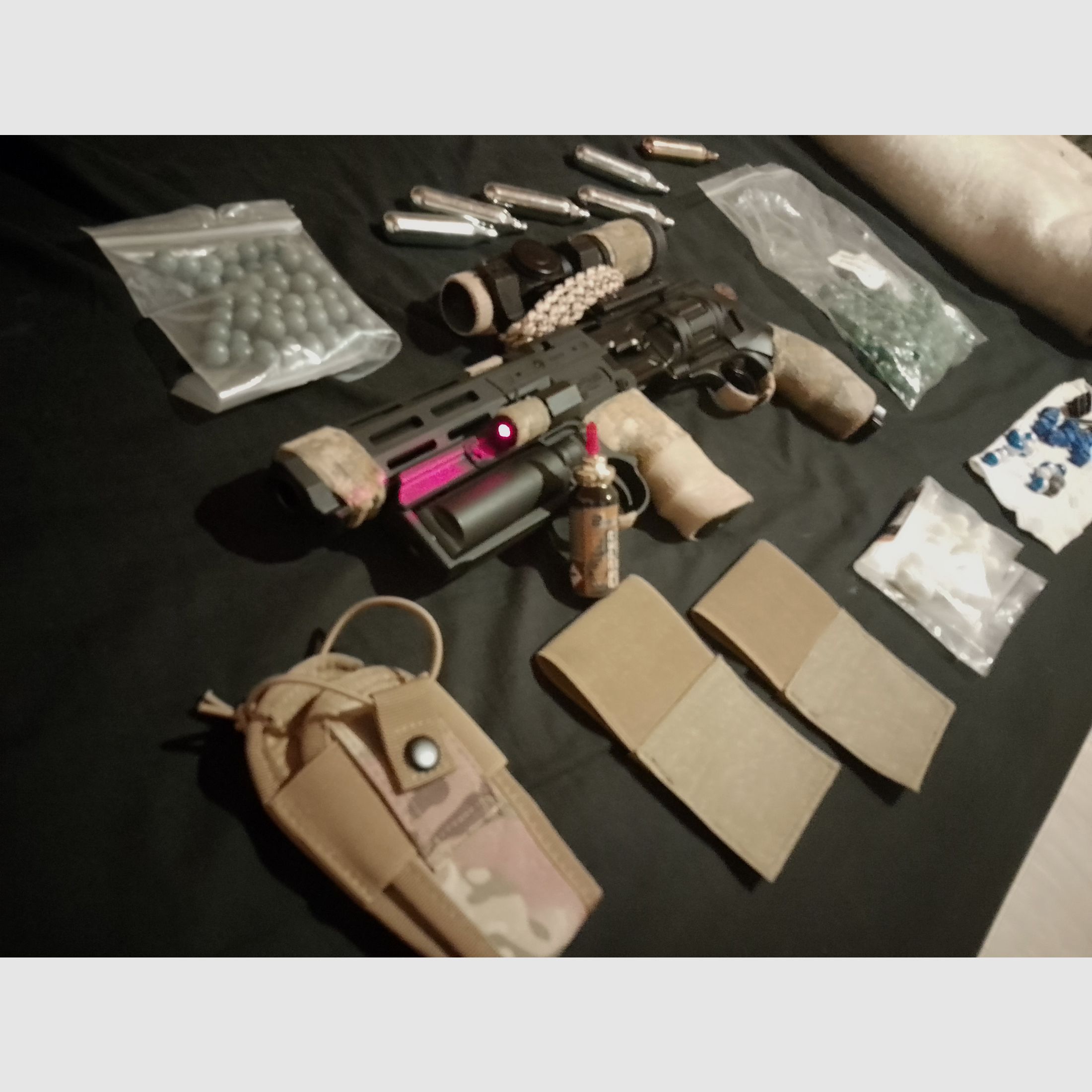 Actualización Long T4e HDR50 Tactical Rifle Kit Punto Rojo Láser Balas de Goma RAM Paintball Markierer Cal .50 Set Cápsulas CO2 Revolver Lanzador de Pimienta cañón largo Red DOT, imagen 6 de 6