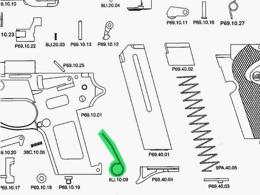 Abzugstangenfeder fĂĽr Schreckschuss-, Gas-, Signalpistole Melcher ME 69 Springfield, Ersatzteil