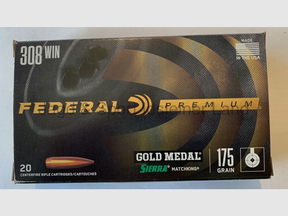 Federal -Gold Medal Match- Sierra Matchking, 175grs, BTHP, Bild 1 von 3