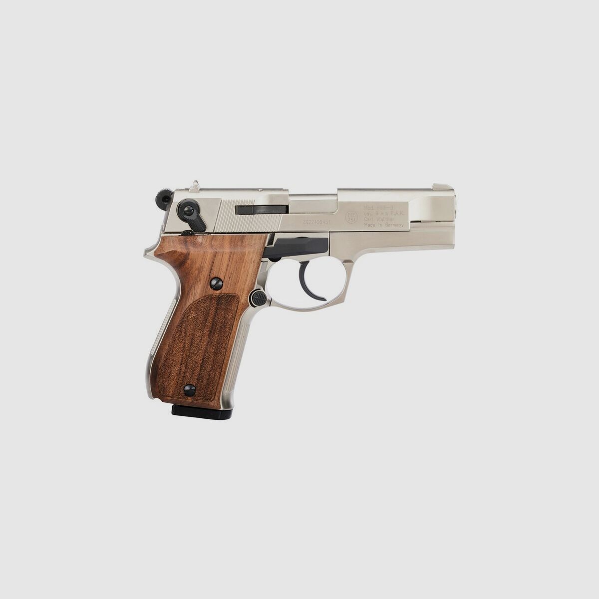 Walther p88 schreckschusspistole vernickelt mit Holzgriffschalen